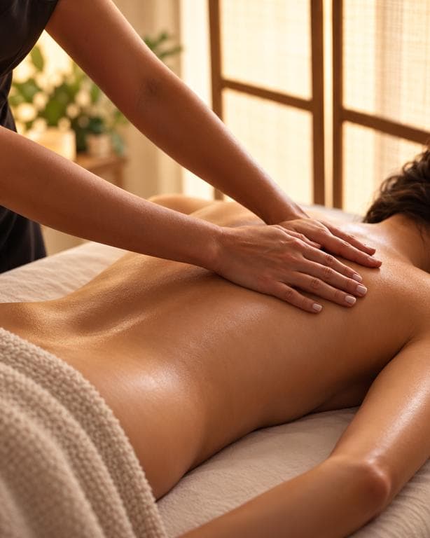 Massage manuel du dos dans une ambiance chaleureuse